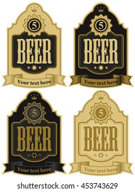set of vector labels for beer in retro style