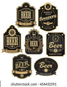 set of vector labels for beer in retro style