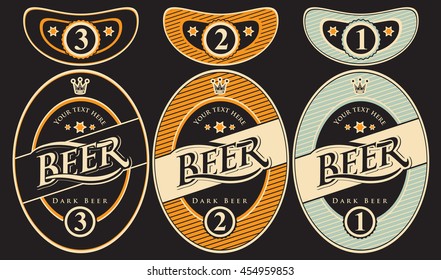 set of vector labels for beer in retro style