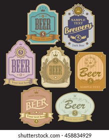 set of vector labels for beer in retro style