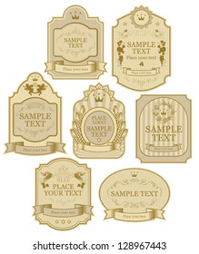 set of vector labels beige gold color