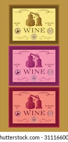 set of vector labels for bottles of wine or menu