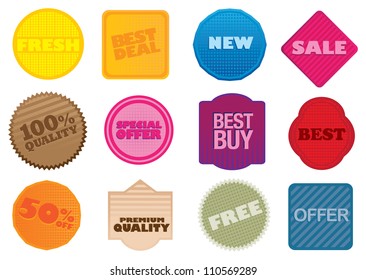 A set of vector labels with business selling messages.