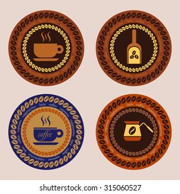 Set of vector labels coffee and coffee accessories illustration can be used as a logo or icon in Premium quality 2