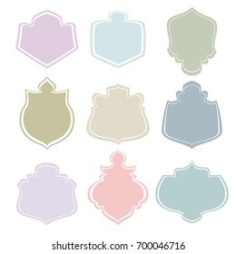 Set of vector labels, cutout paper frames with flourish decoration, vintage 
ornamental calligraphic vignettes