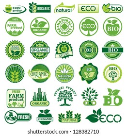 set vector labels and emblems of ecology and environment