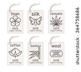 Set vector labels. Flax, silk, cotton, cannabis, bamboo, wool. Images for stores organic clothing, textiles, children stuff.