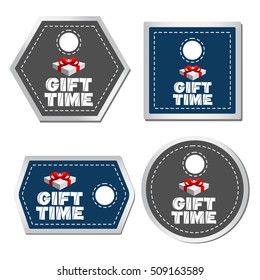 Set of vector labels. Gift time