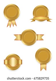 Golden Stamp Horizontal Ribbons Isolated On Stock Vector (Royalty Free ...