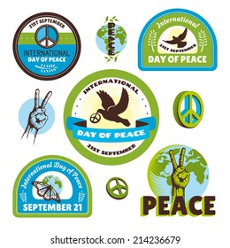 Set of vector labels for the International Day of Peace