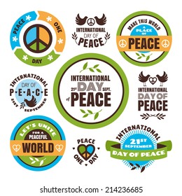 Set of vector labels for the International Day of Peace