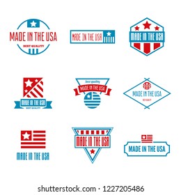 Set of Vector labels, logo, badges and signs made in USA