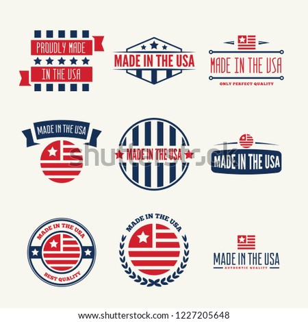 Set of Vector labels, logo, badges and signs made in USA