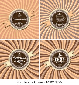 Set of vector labels on background  for coffee