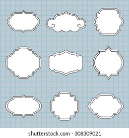 Set of vector labels on a blue background