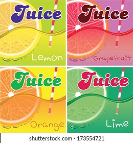 set of vector labels for packaging juice