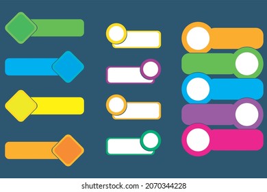 Set of vector labels for pagination infographics, text and presentation. Graphic illustration. Simple design. Bright colours.