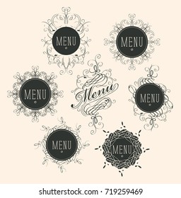 Set of vector labels for restaurant menu design or cafe