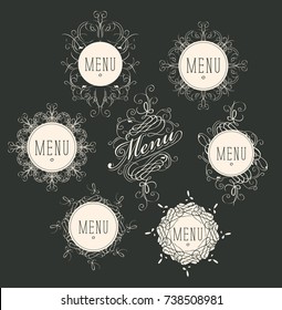 Set of vector labels for restaurant menu design or cafe