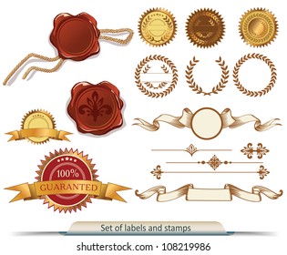 Set of vector labels and stamps