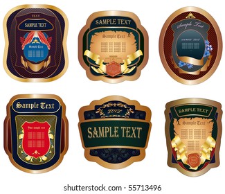 Set of vector labels in style of a retro.