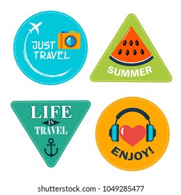 set of vector labels for summer travel