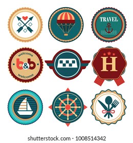 set of vector  labels for touristic service