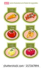 Set of vector labels with vegetables. Beautiful illustration. Vector eps 10.