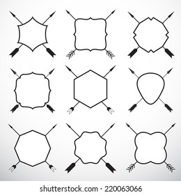 Set of vector labels in vintage style with arrows, white design