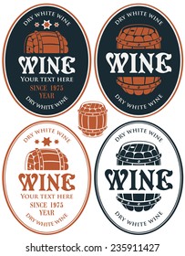 set of vector labels for wine barrel