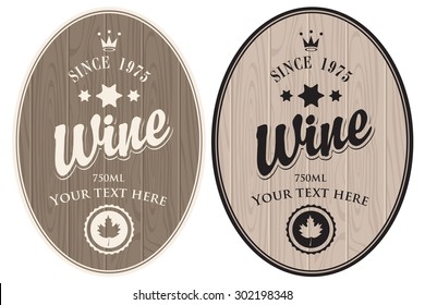 set of vector labels wine  for barrel against wooden planks