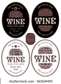 set of vector labels for wine barrel