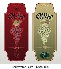 Set of vector labels for wine with grapes