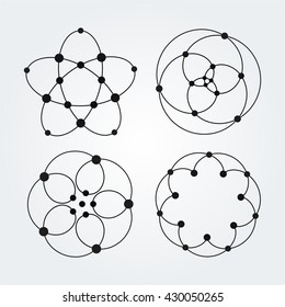 Set of vector lace frames design templates. Graceful line art logo design elements