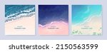 Set of vector landscape background. Beautiful illustration of sandy summer beach. Summer holidays poster or banner design template
