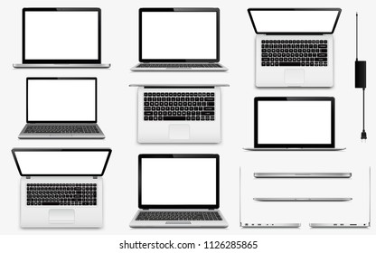 Set of vector laptop computers