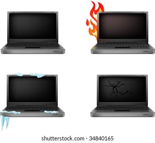 Set of vector laptop icons. They serve best way to denote traffic rating, downloads, etc