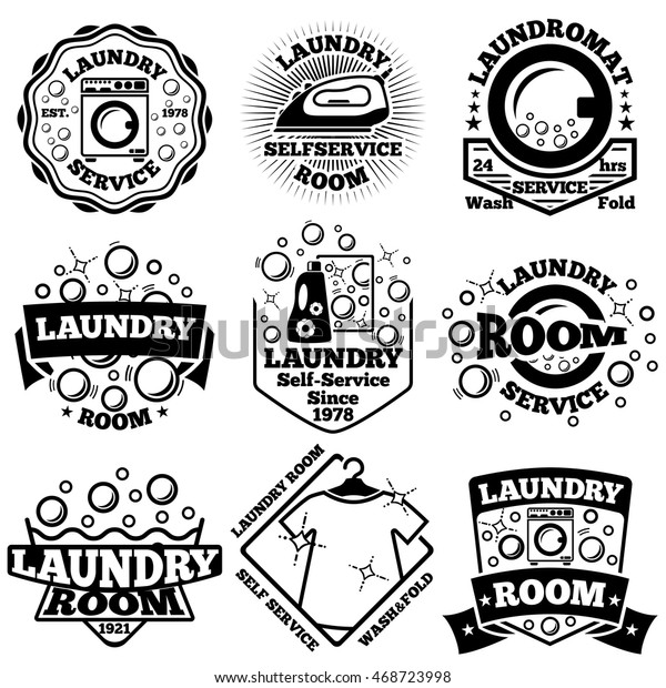 Set Vector Laundry Badges Bubbles Laundromat Stock Vector (Royalty Free ...