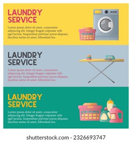 set vector laundry banner collection