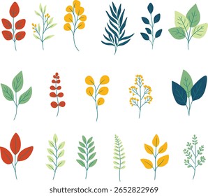 Set of vector leaves for greenery or decoration