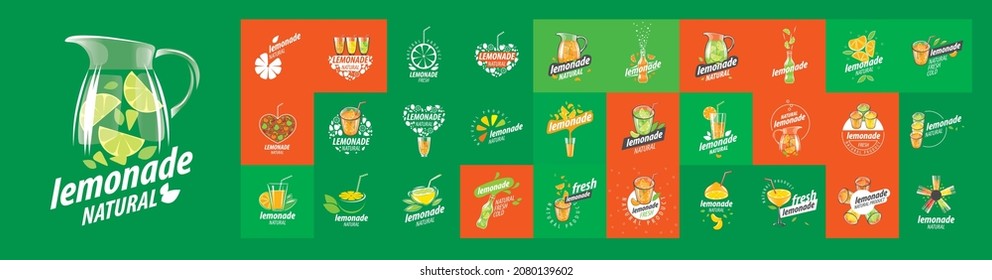 A set of vector Lemonade logos on different colored backgrounds