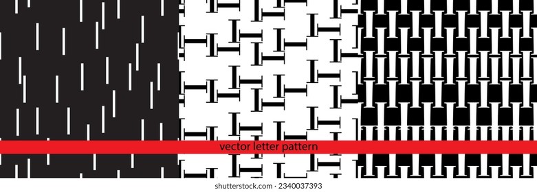 A set of vector lettering black and white geometric patterns. Black and white font patterns. Geometric pattern. Letter pattern. Basic vector geometric pattern.