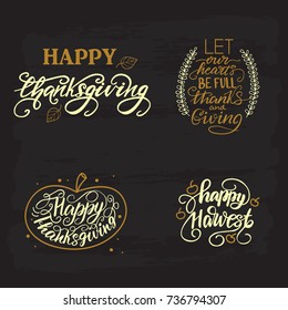 Set of Vector Lettering Designs for Thanksgiving Day.