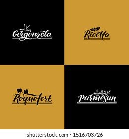 Set of vector lettering logos for cheese