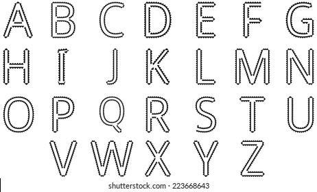 Set of vector letters, consisting of teeth of gears