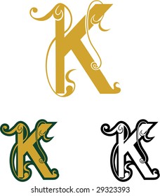 Set of vector letters K for design