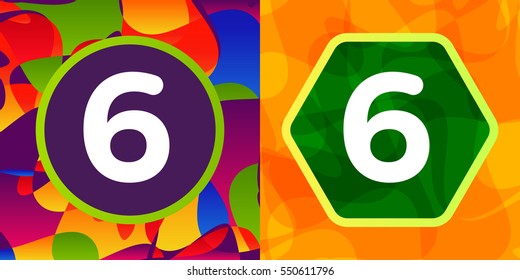 Set of vector letters in shapes on colorful background
