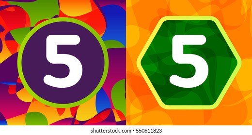 Set of vector letters in shapes on colorful background