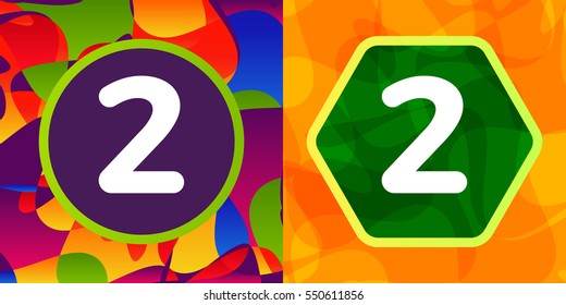 Set of vector letters in shapes on colorful background