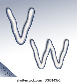 Set of vector letters "v, w" from pure water
